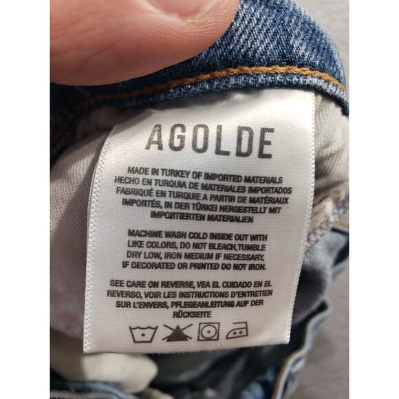 Agolde Jeans Women's 25 Button Fly Nico Blue Denim Stretch A093E-3002 25x27 - Picture 13 of 16